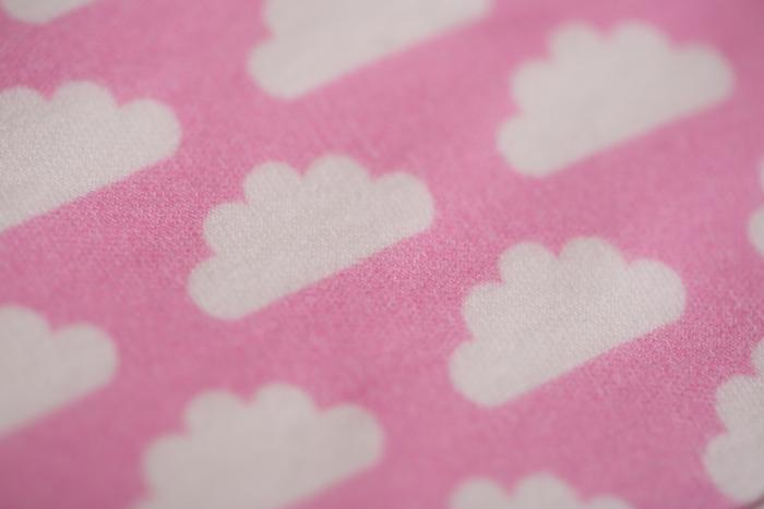 Pink with white clouds organic cotton LittleBoo baby bib