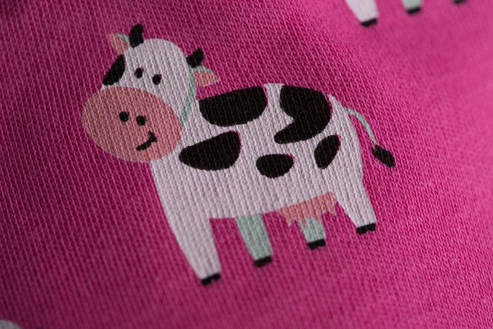 Pink bessie cow organic cotton DribbleBoo bandana bib