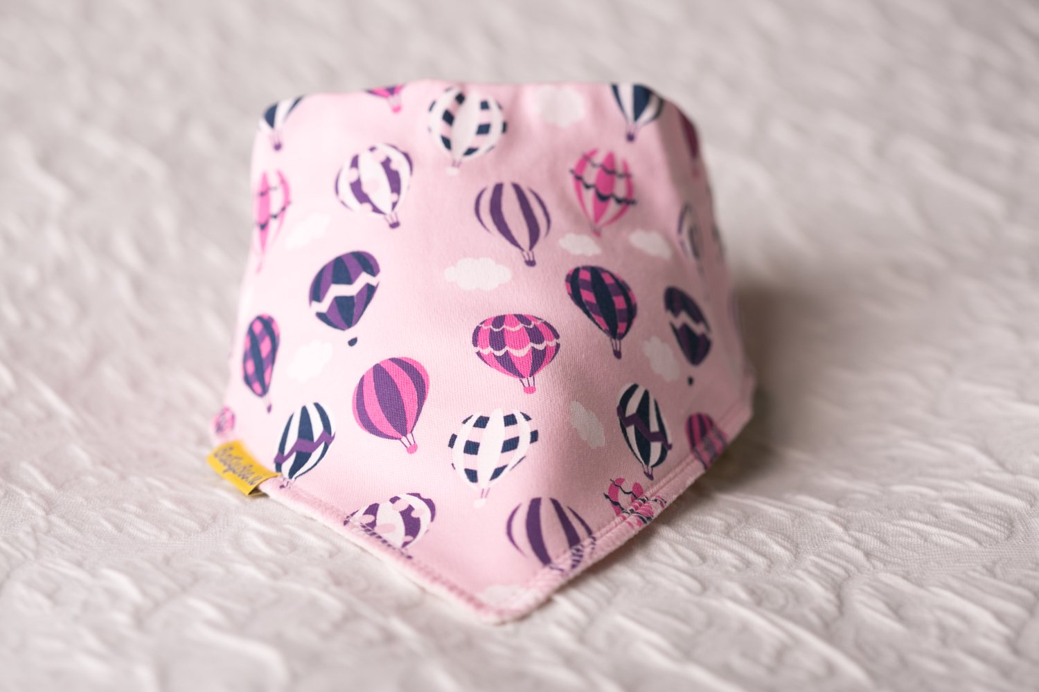 Float away pink hot air balloons organic cotton DribbleBoo bandana bib