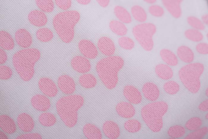 Baby pink puppy paws organic cotton DribbleBoo bandana bib