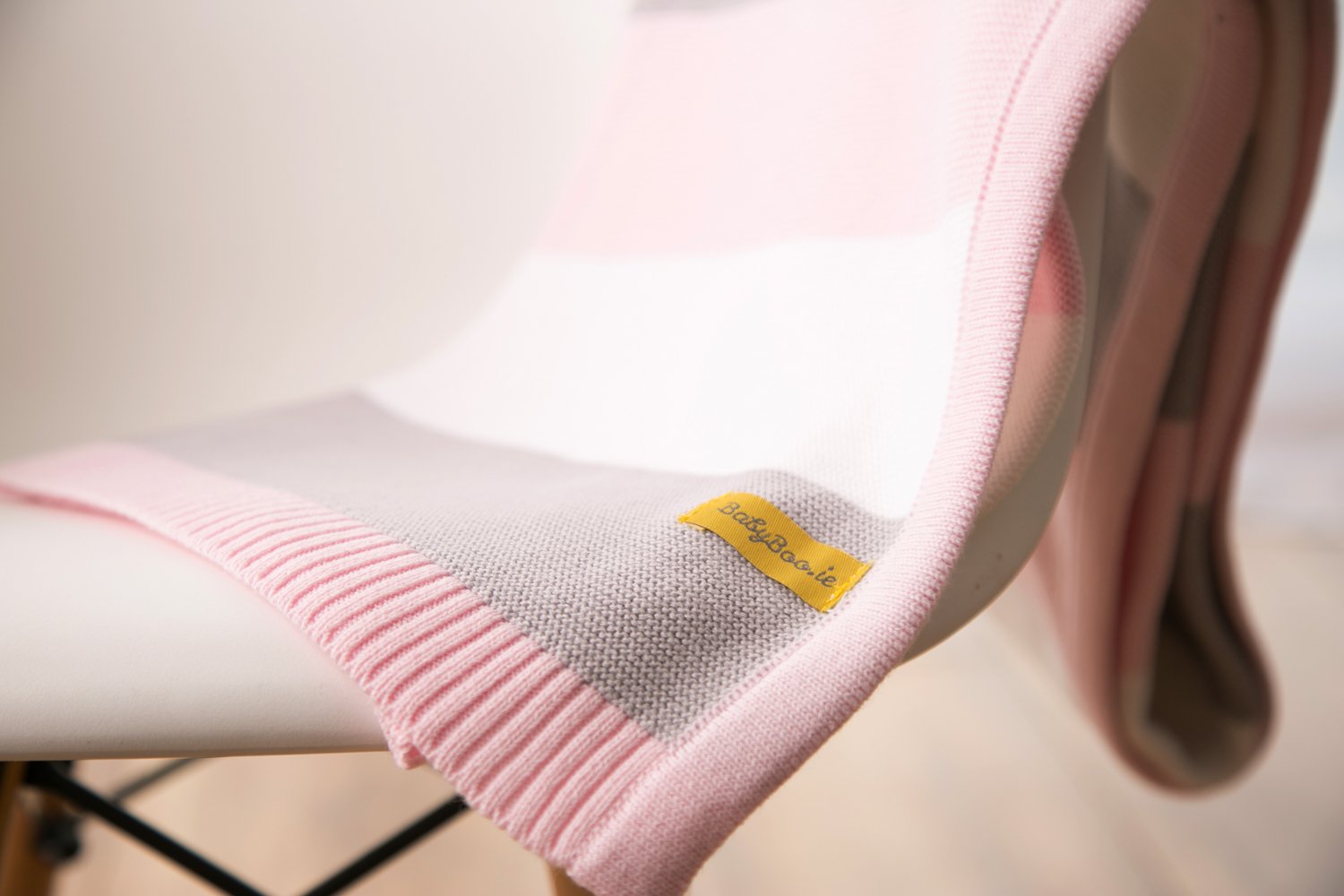 Organic cotton pink/grey stripes BlankieBoo