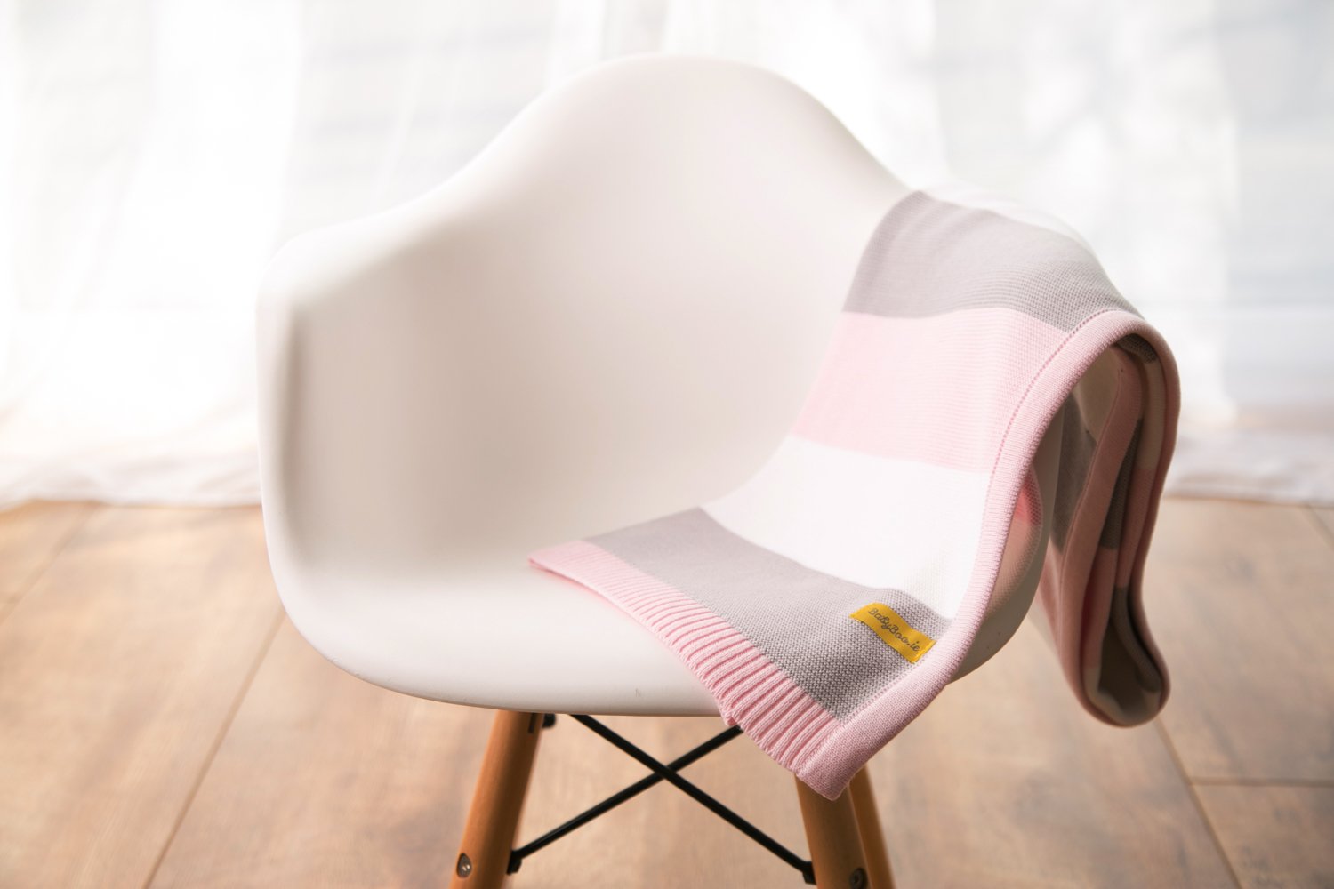 Organic cotton pink/grey stripes BlankieBoo