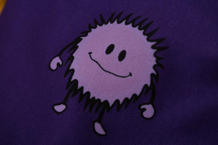 Purple friendly monster organic cotton DribbleBoo bandana bib