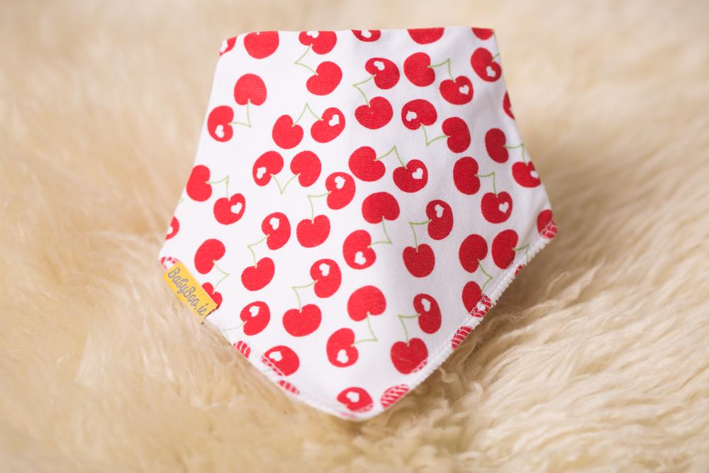 Red cherries organic cotton DribbleBoo bandana bib