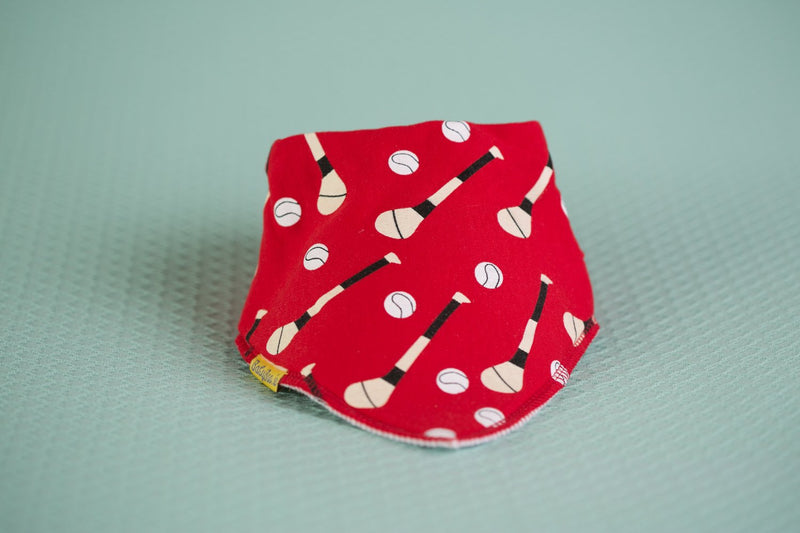 Red GAA mad organic cotton DribbleBoo bandana bib