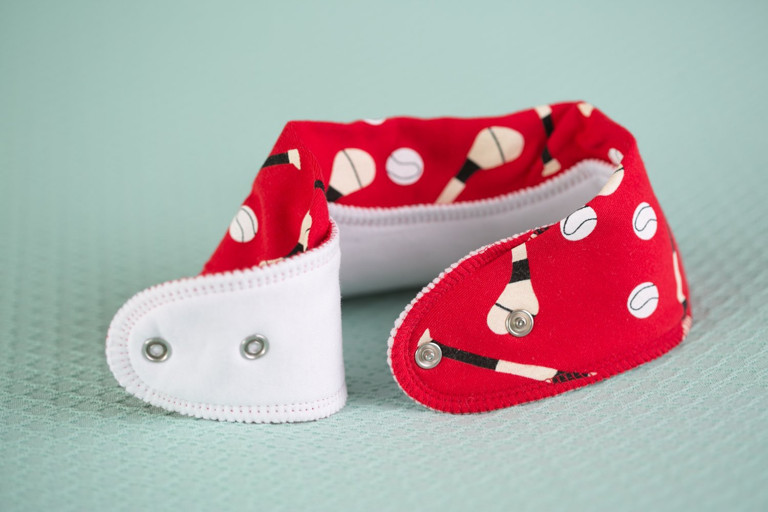 Red GAA mad organic cotton DribbleBoo bandana bib