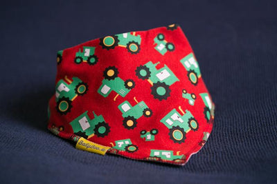 Red Tommy the tractor organic cotton DribbleBoo bandana bib