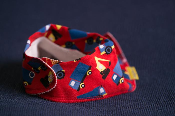 Red trucks & diggers organic cotton DribbleBoo bandana bib