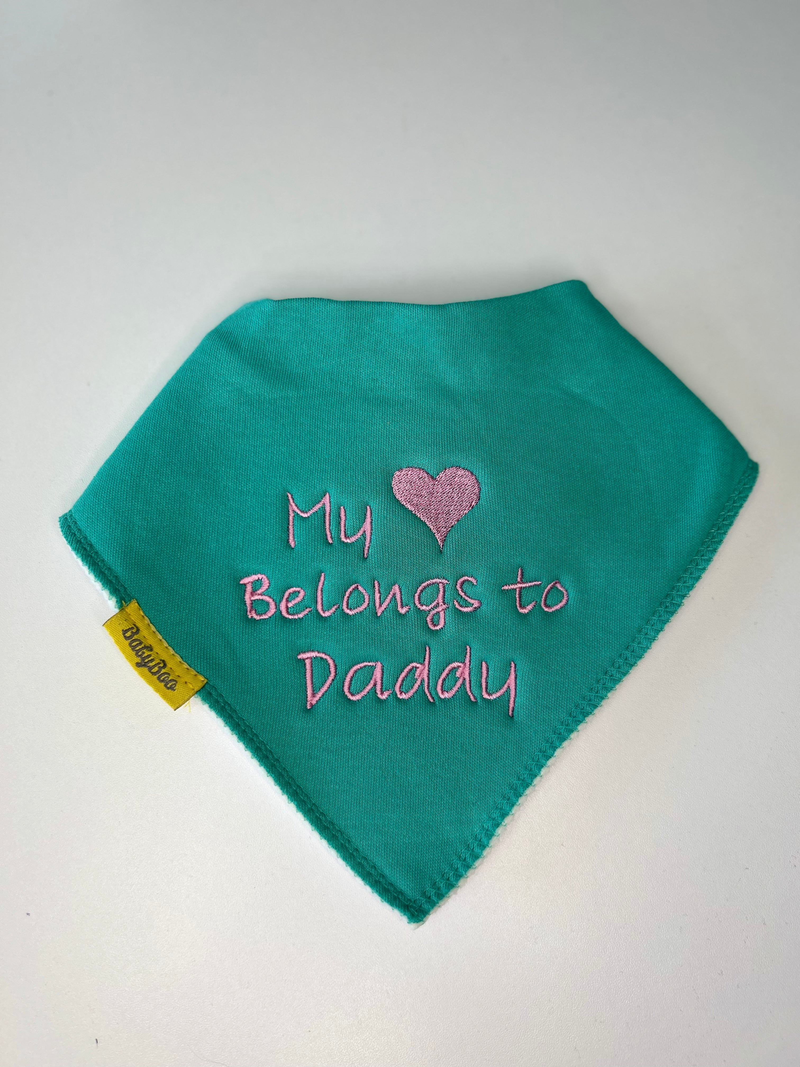 My heart belongs to Daddy organic cotton bandana bib