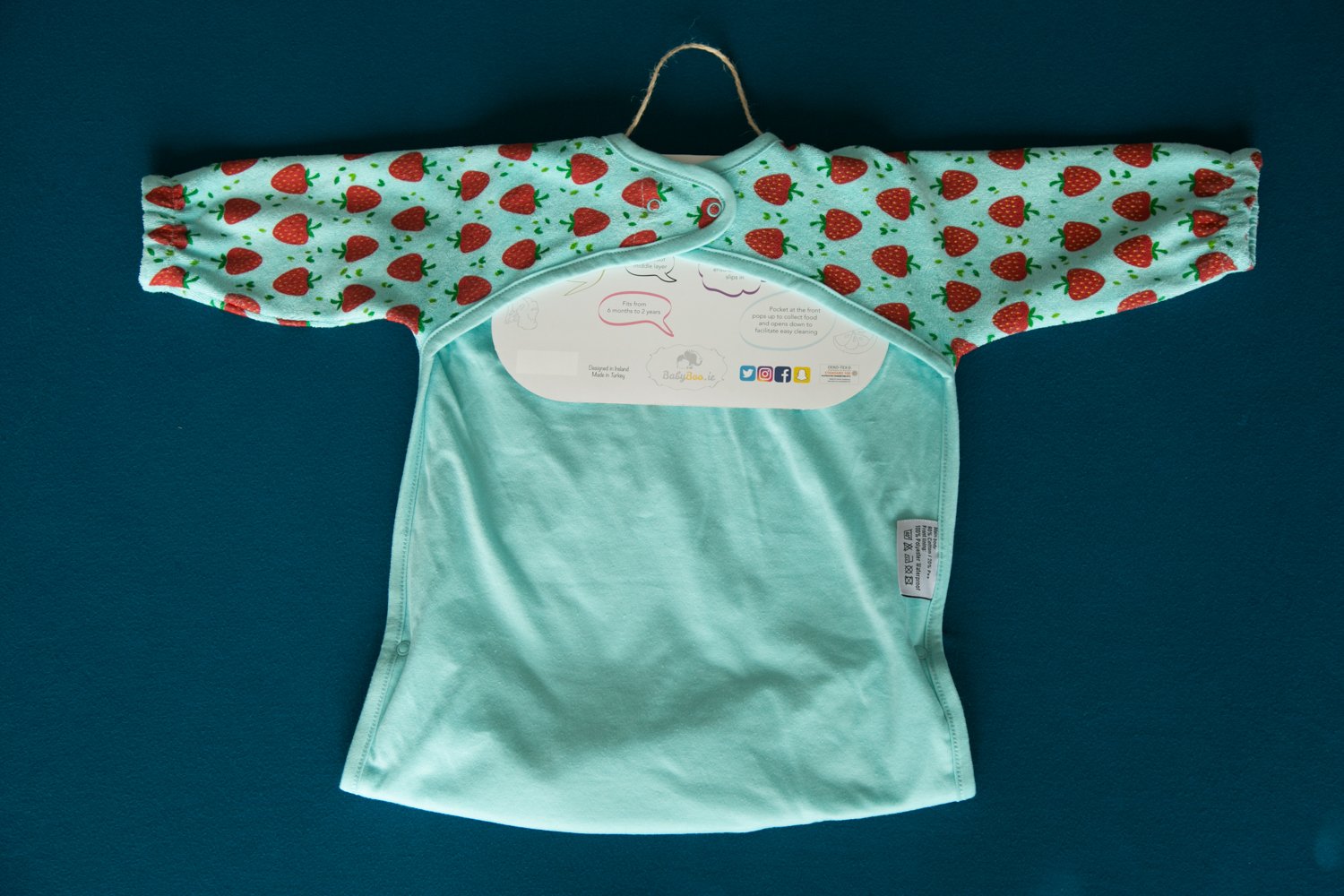 Turquoise Strawberries YummyBoo feeding bib