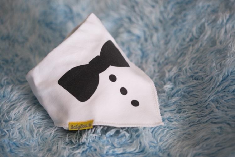 Fancy pants white tuxedo organic cotton DribbleBoo bandana bib