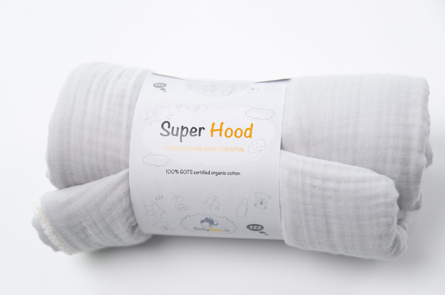 Grey organic cotton hooded towel