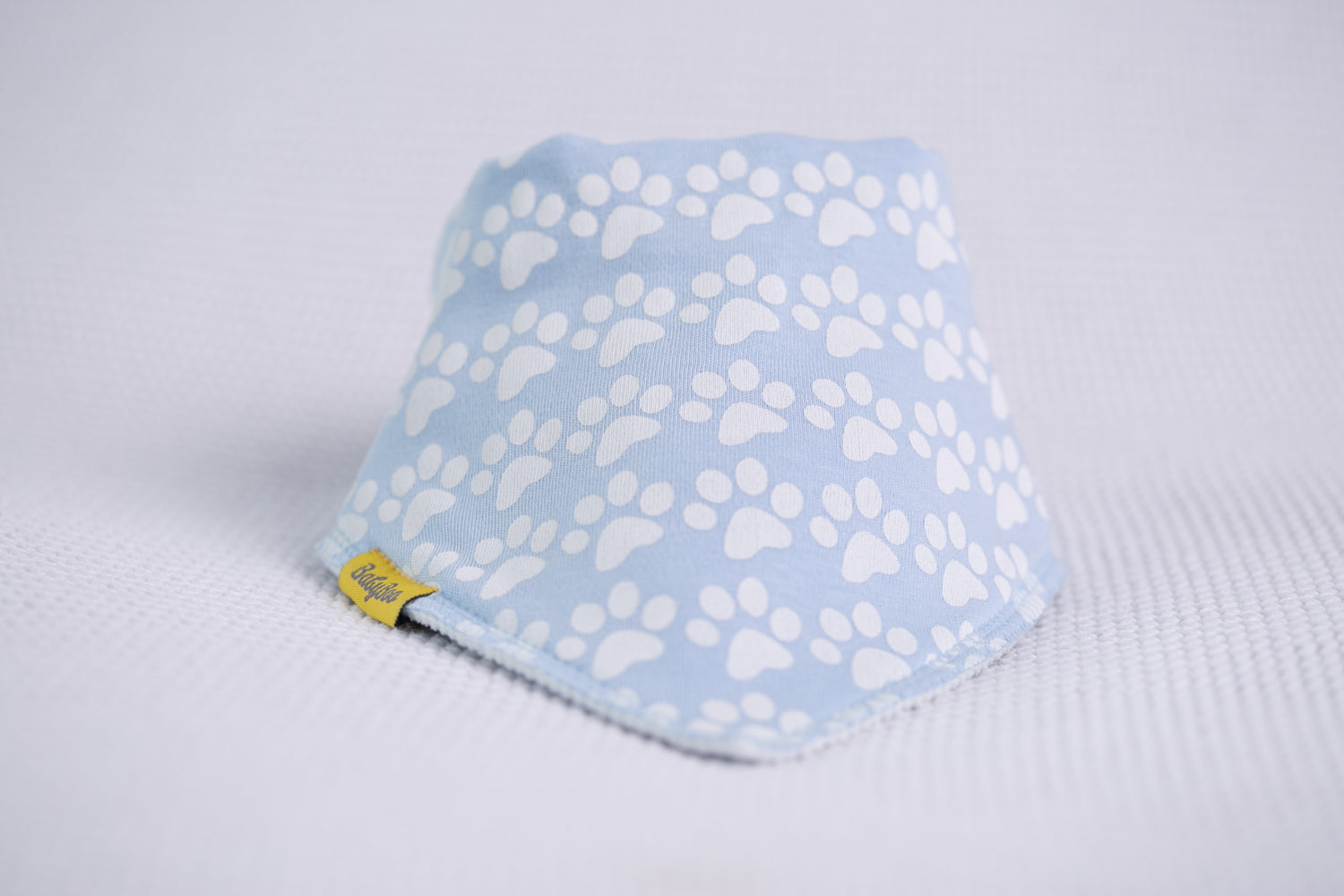 Baby blue puppy paws organic cotton DribbleBoo bandana bib
