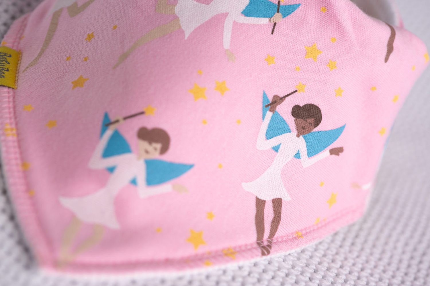 Baby pink fairies organic cotton DribbleBoo bandana bib