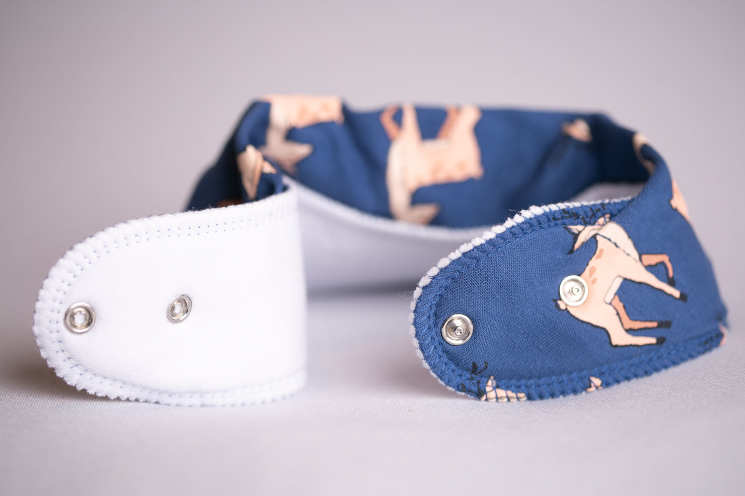 Navy deer organic cotton DribbleBoo bandana bib