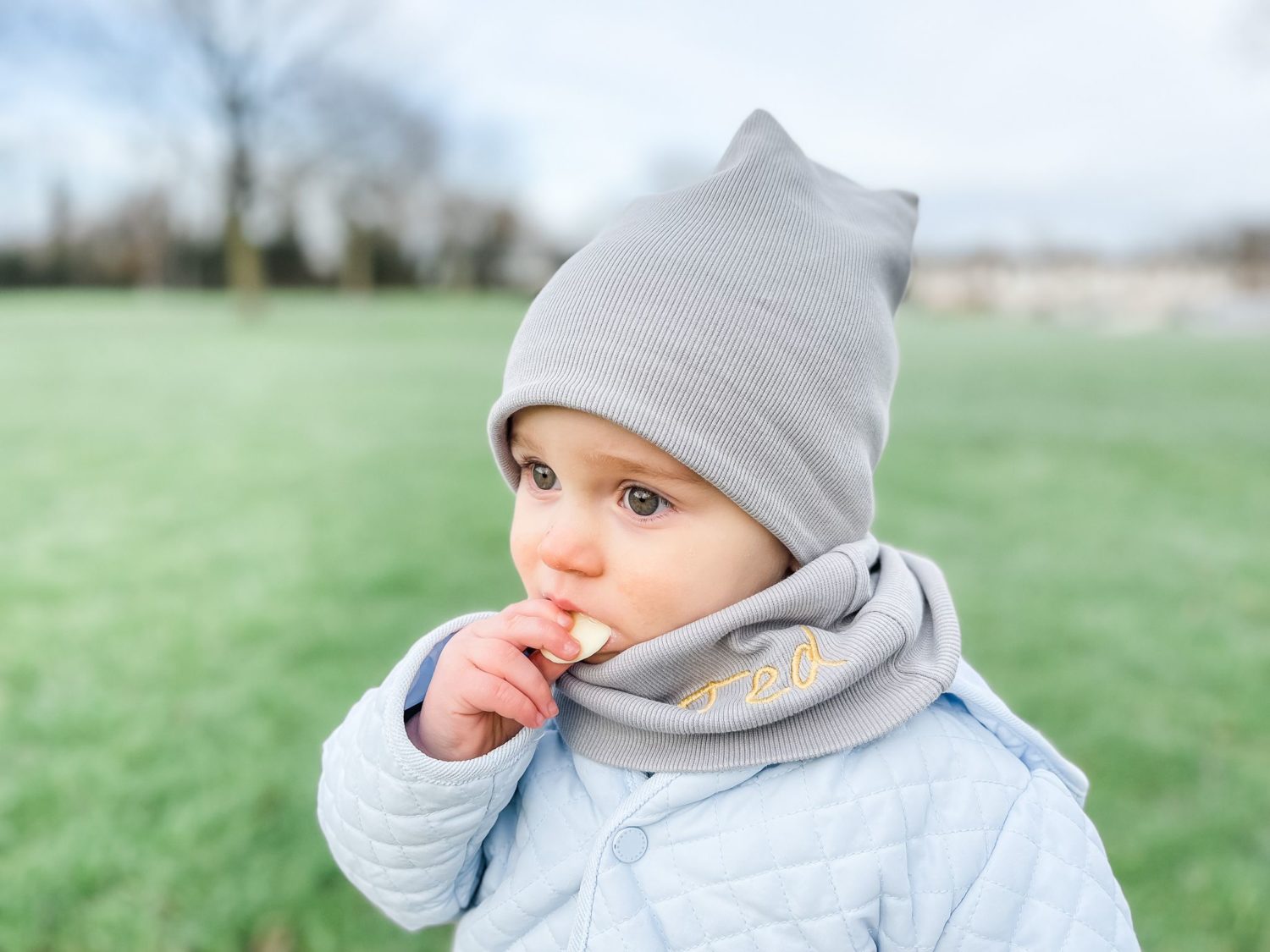 Just grey ribbed organic cotton BooBeanie hat
