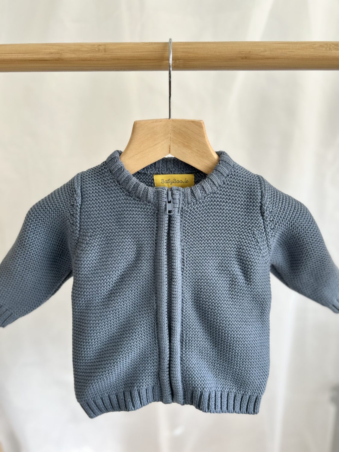 Indigo organic cotton zipped cardigan