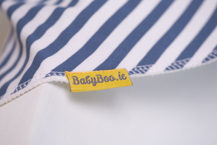 Blue stripes organic cotton DribbleBoo bandana bib