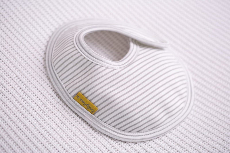 Grey stripes organic cotton LittleBoo baby bib
