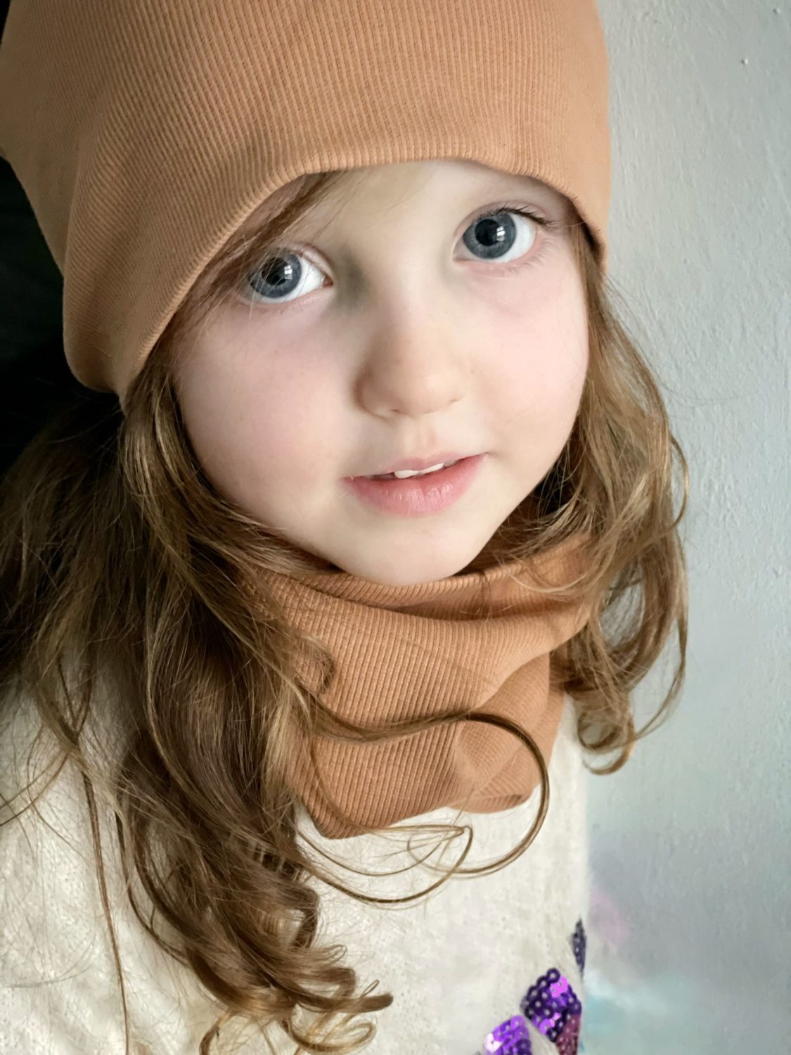 Caramel ribbed organic cotton BooLoop Scarf