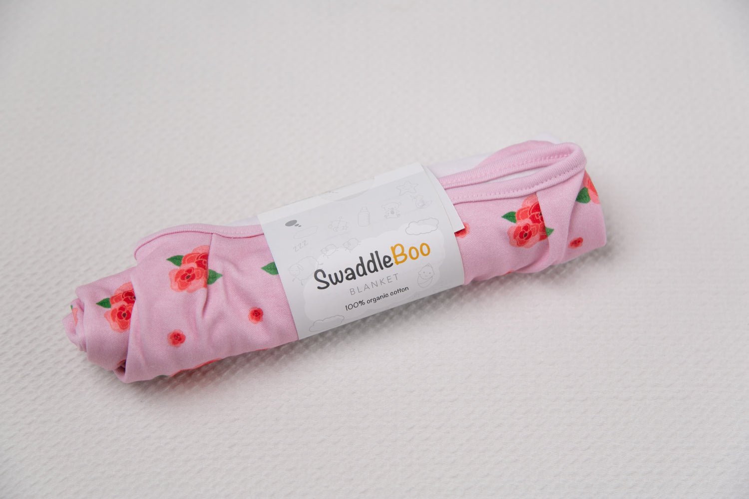 Pink roses organic cotton SwaddleBoo