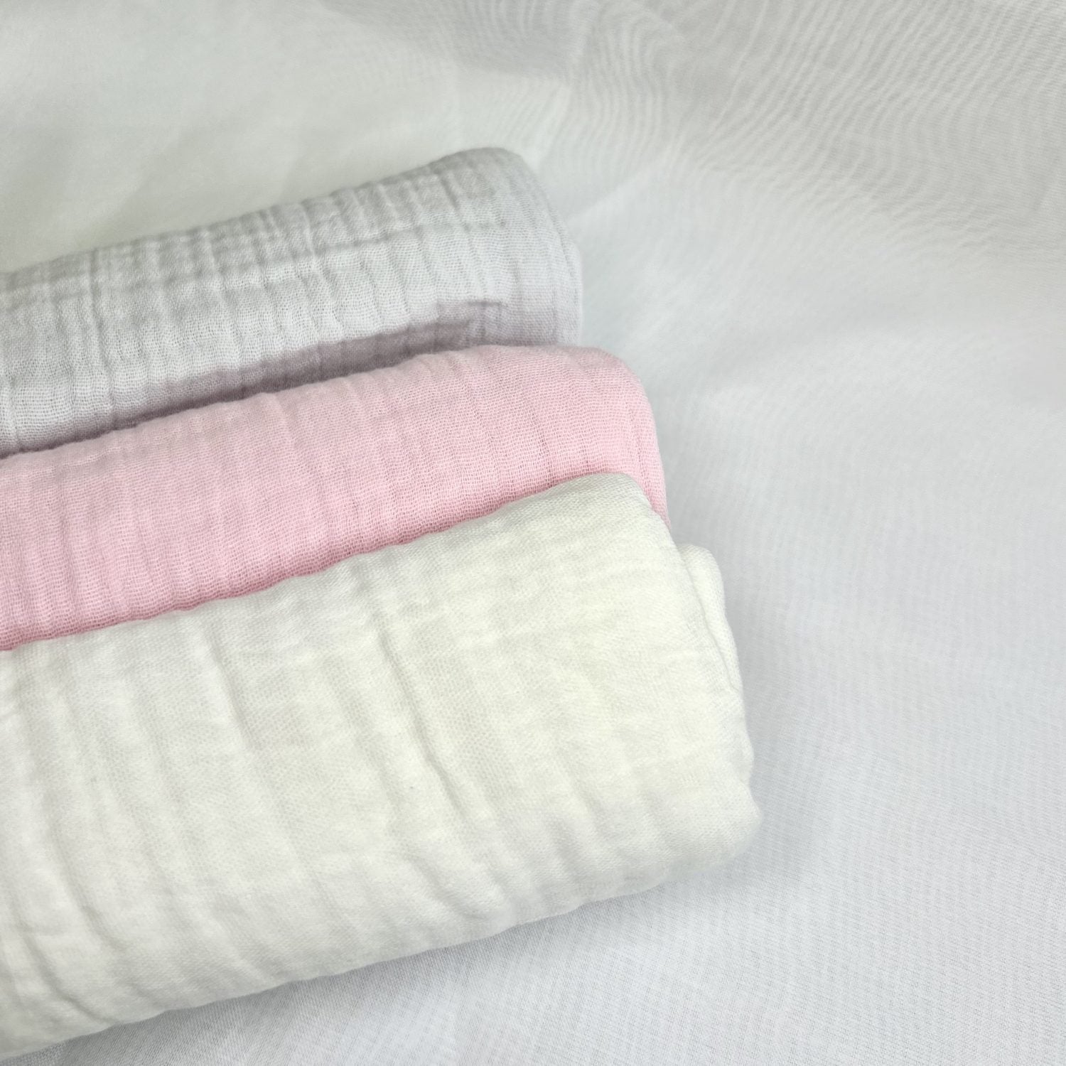 Mini Squares Muslins - White, Grey & Baby Pink