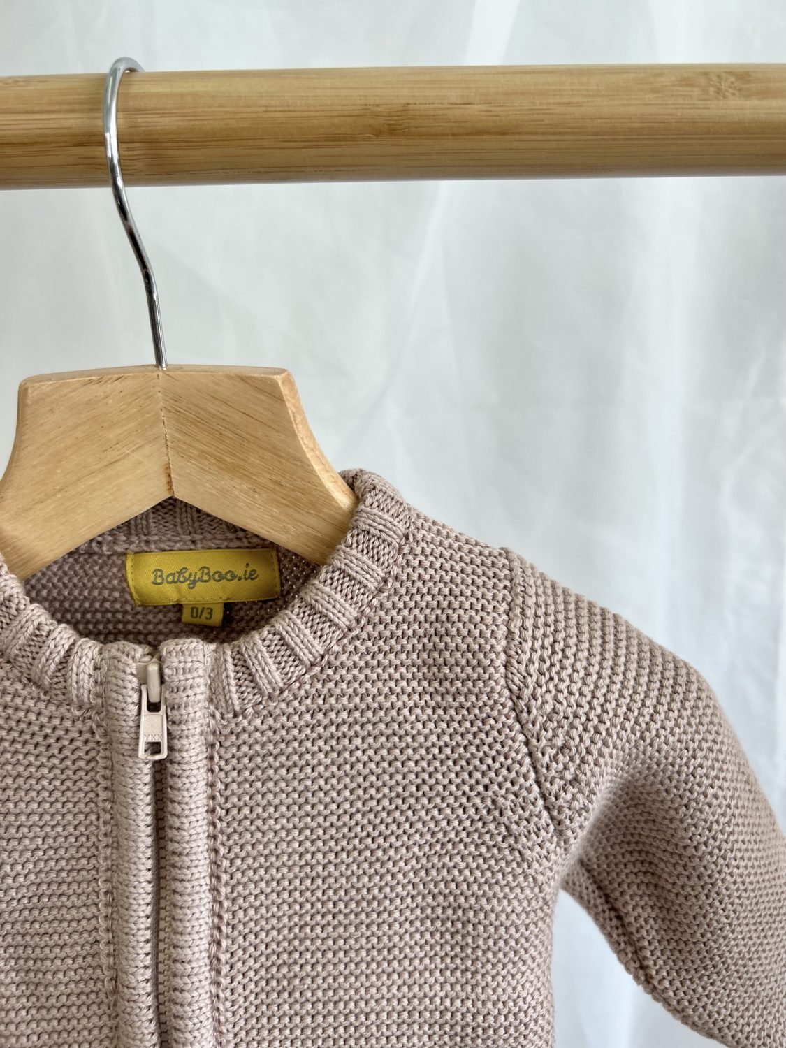 Stone organic cotton zipped cardigan