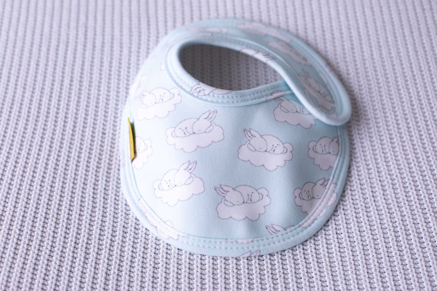 Baby blue sleepy bunnies organic cotton LittleBoo baby bib