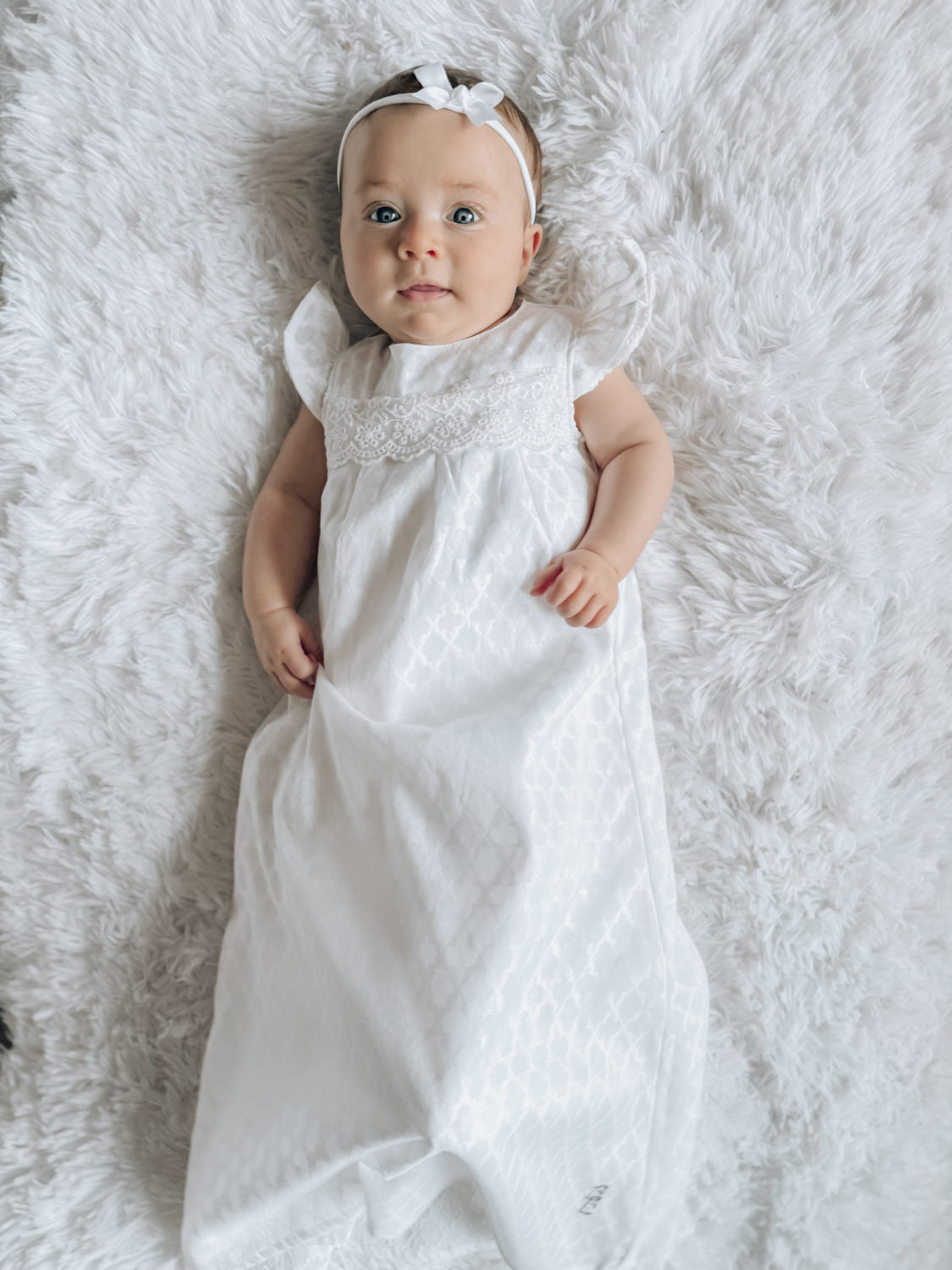 Brocade Lattice Style Organic Cotton Dress (Éimear) 3-6 Months