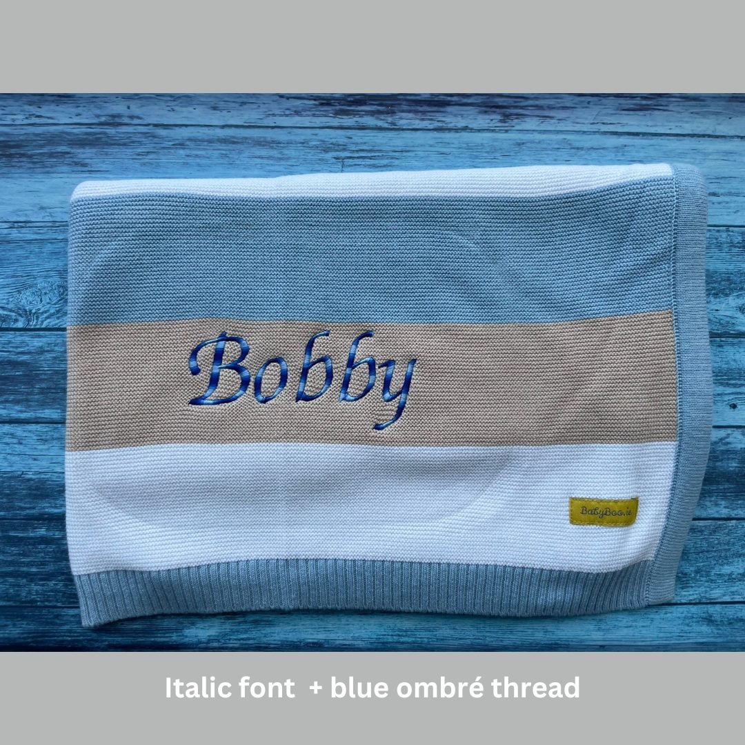 Organic cotton blue/taupe stripes BlankieBoo
