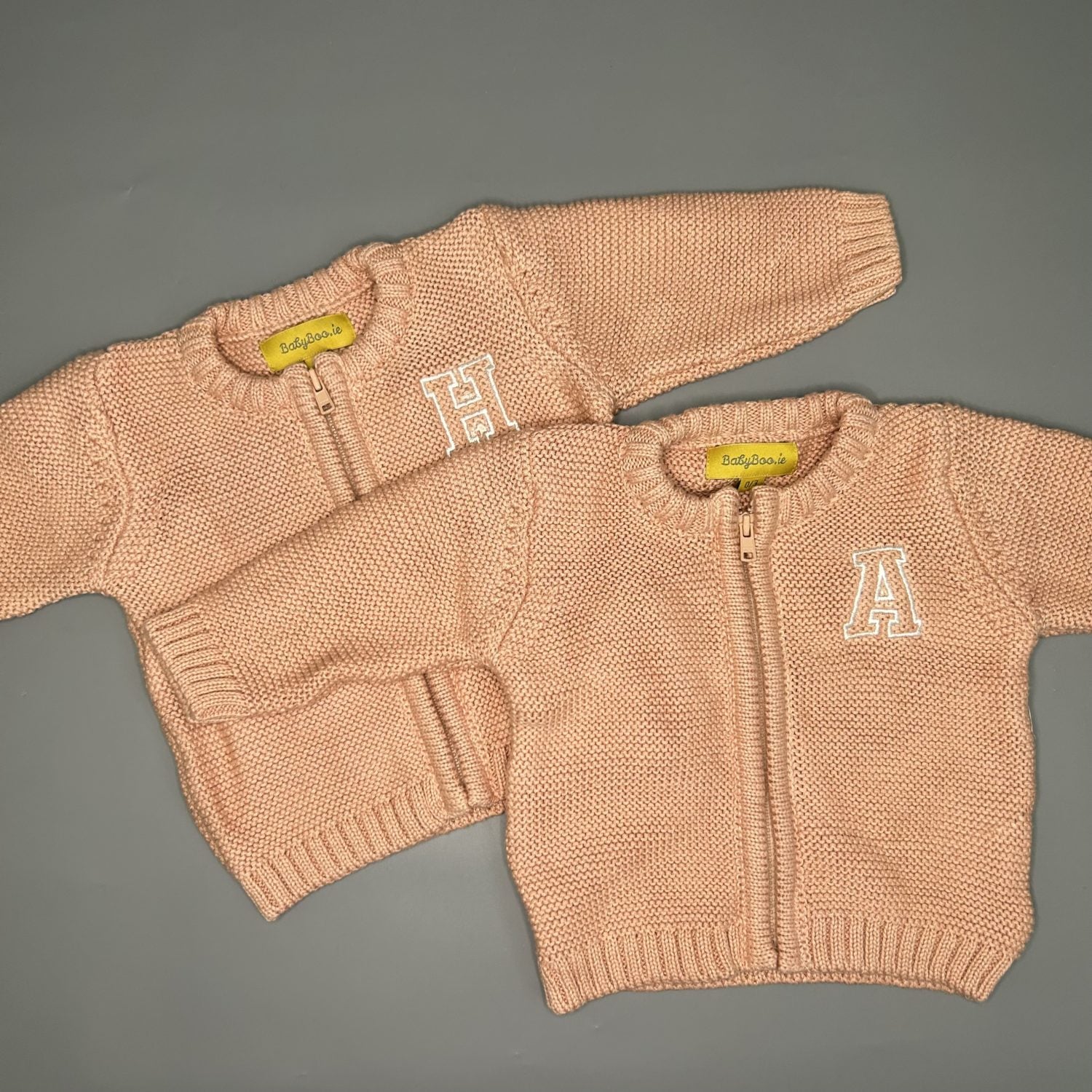 Blush organic cotton zipped cardigan