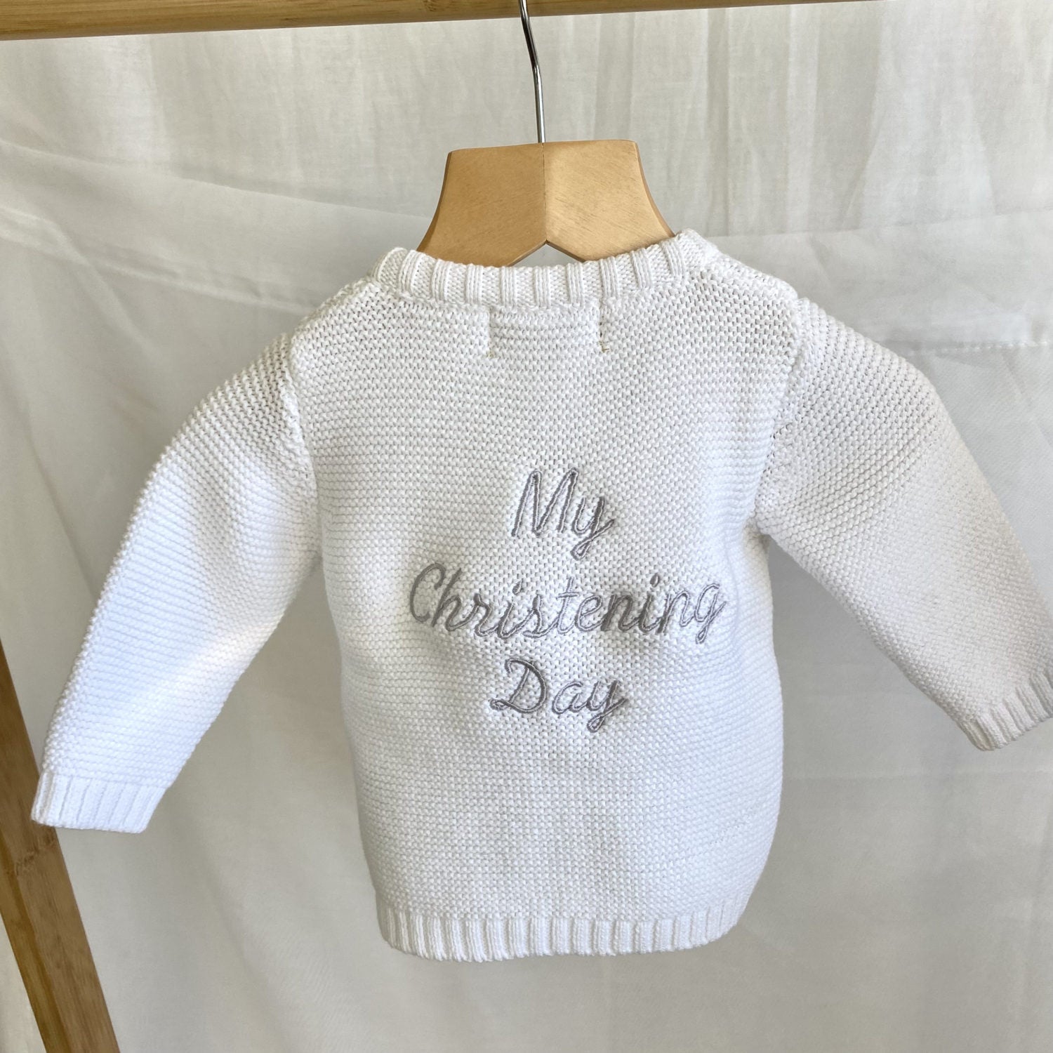 My Christening Day organic cotton zipped cardigan