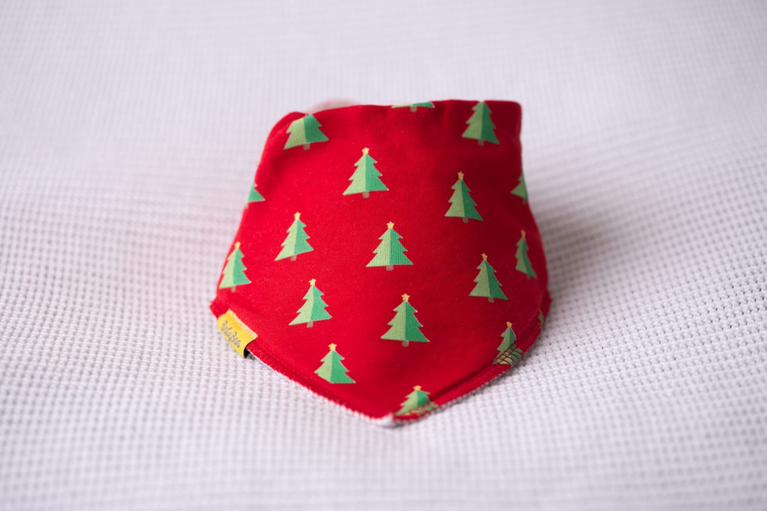 Red Christmas trees organic cotton DribbleBoo bandana bib