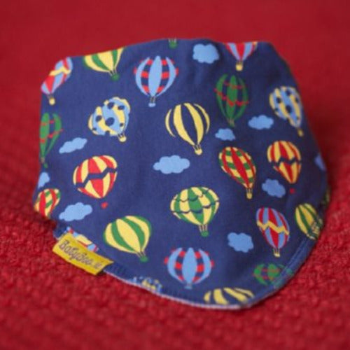 Float away navy hot air balloons organic cotton DribbleBoo bandana bib