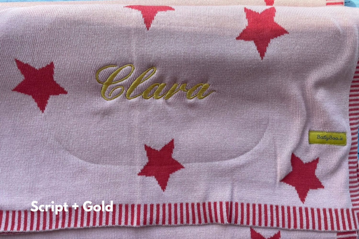 My cuddle blanket - pink with red stars