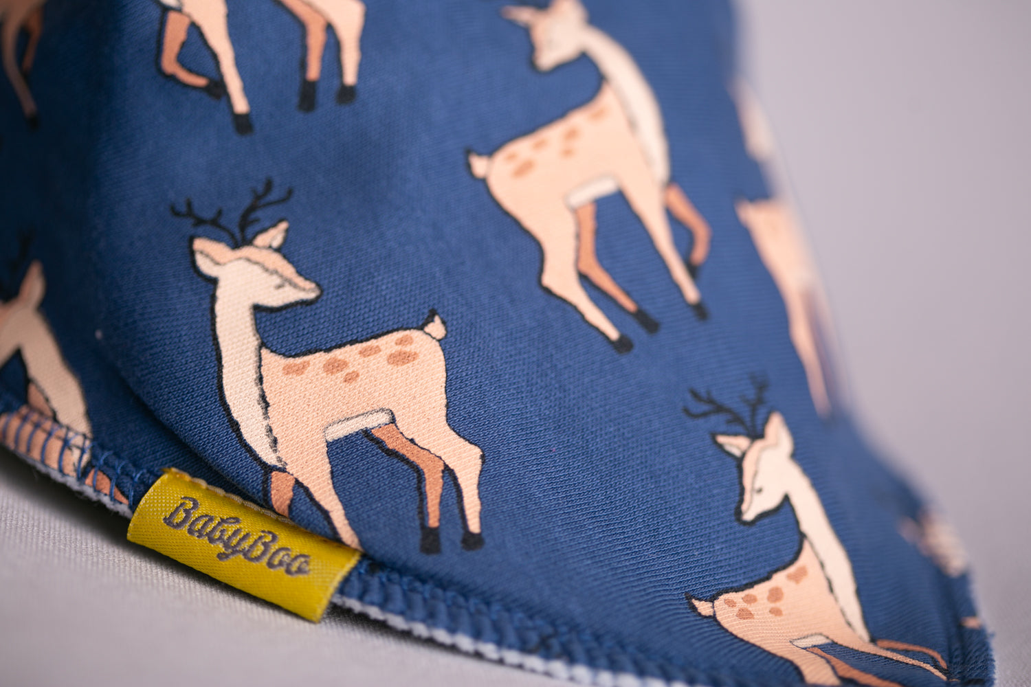 Navy deer organic cotton DribbleBoo bandana bib