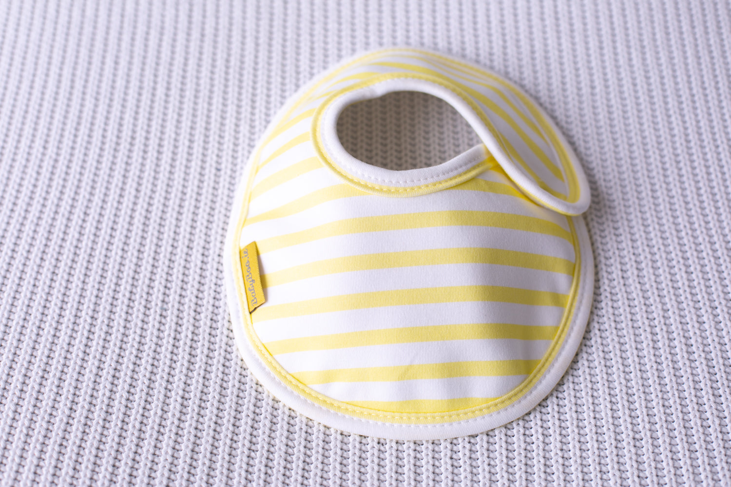 Lemon wide stripes organic cotton LittleBoo baby bib