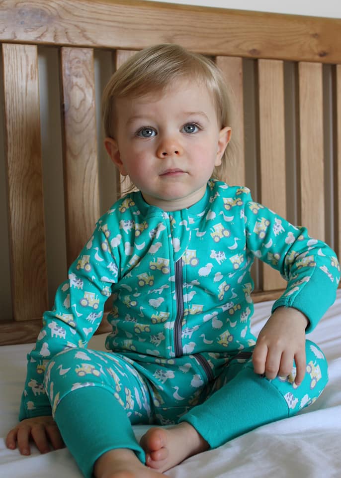 Jade Farmyard organic cotton ZippyBoo suit