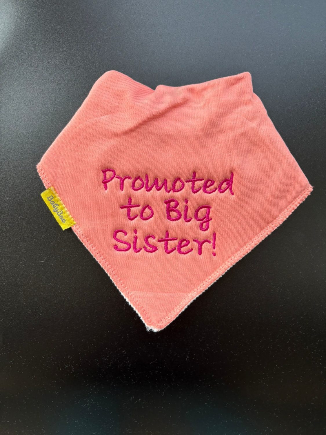Promoted to Big Sister organic cotton DribbleBoo bandana bib