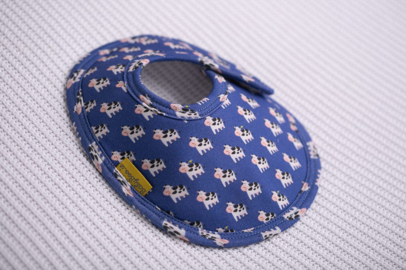 Blue Bessie cow organic cotton LittleBoo baby bib