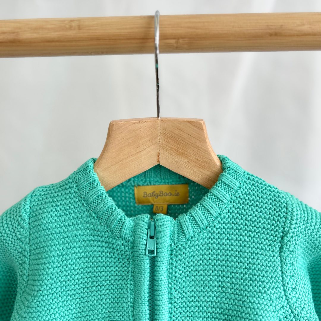 Cyan organic cotton zipped cardigan