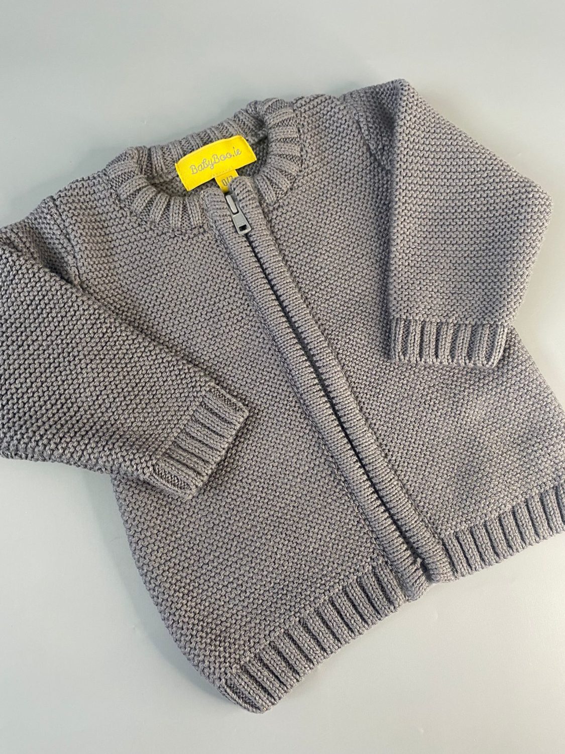 Charcoal organic cotton zipped cardigan