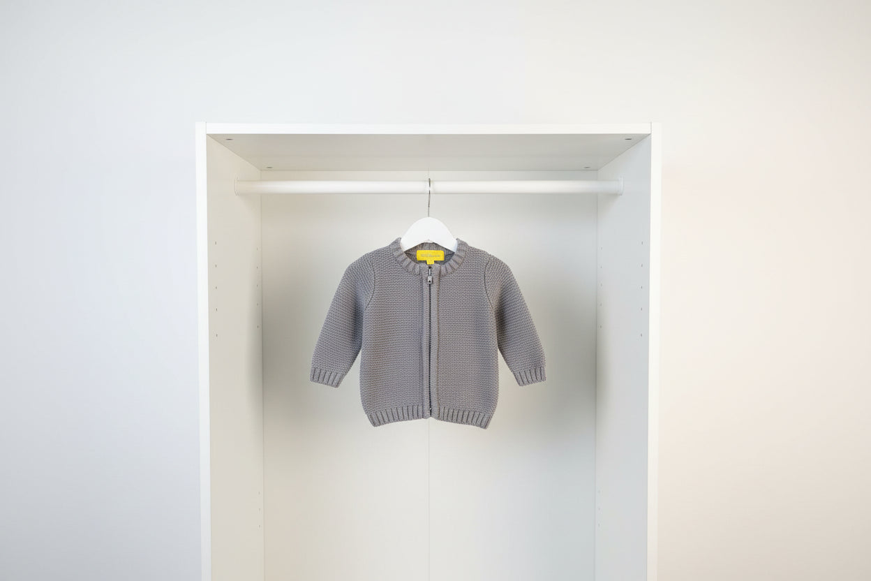 Charcoal organic cotton zipped cardigan