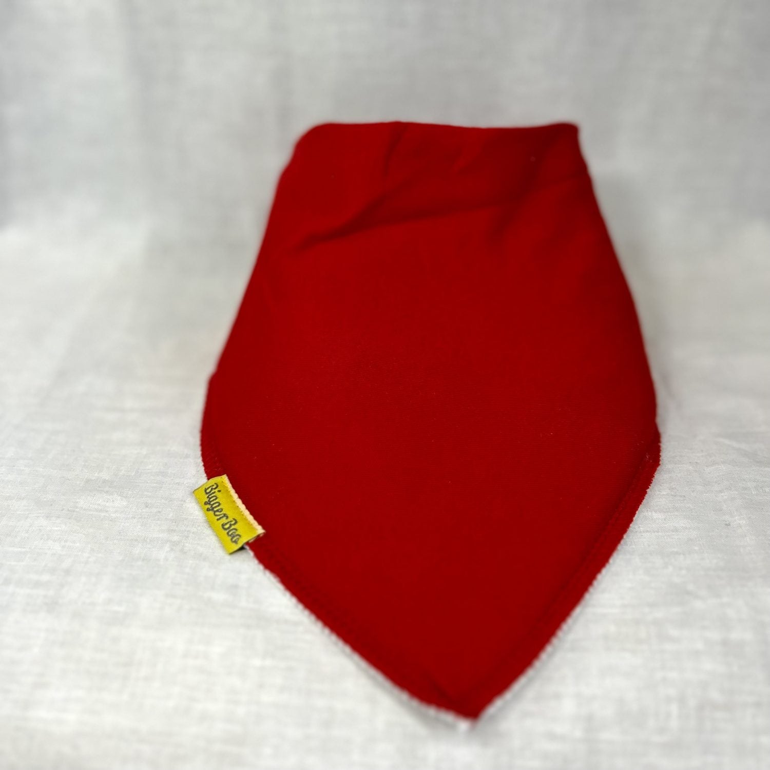 Plain red organic cotton BiggerBoo bandana bib (age 3+)