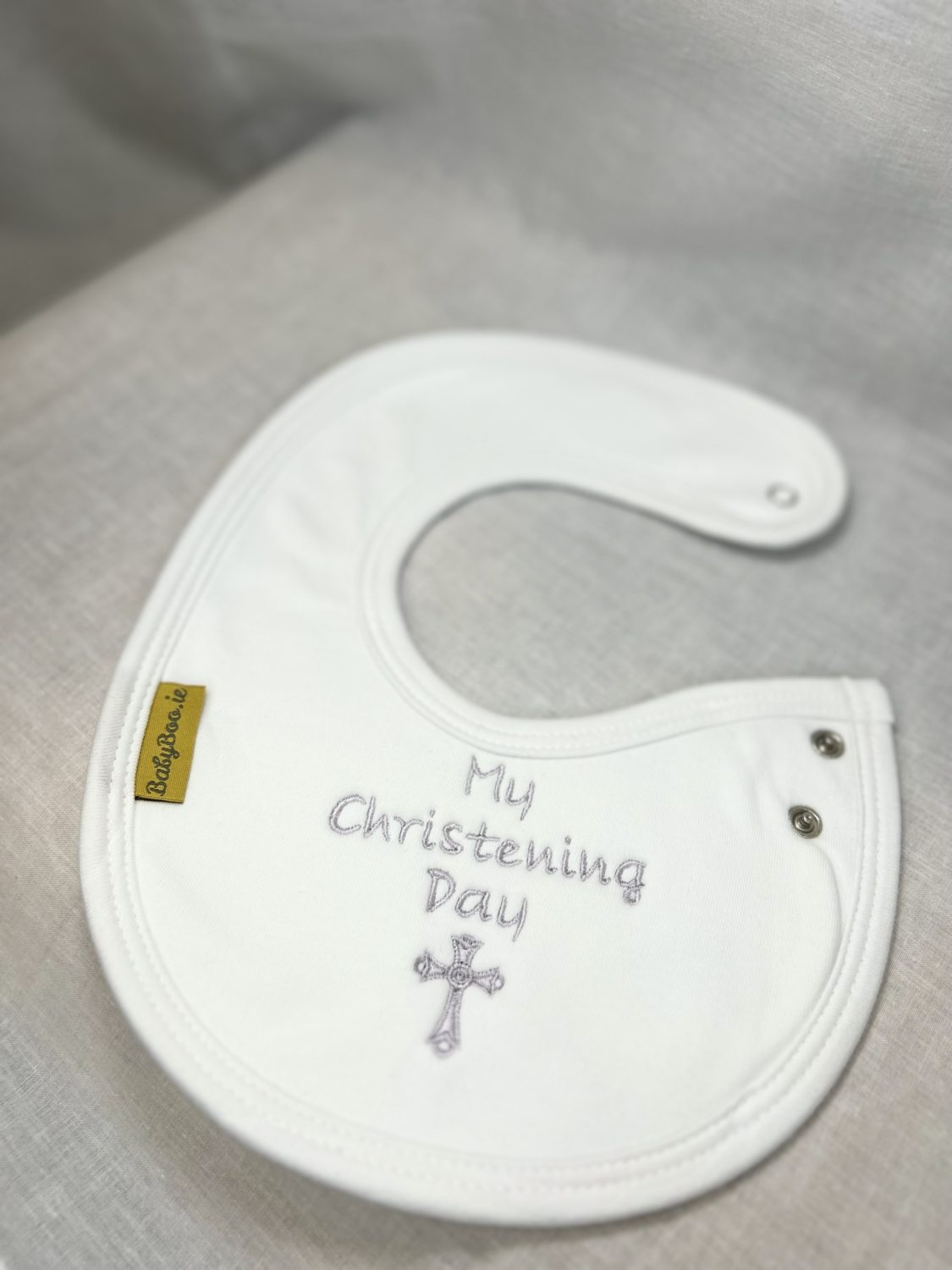 My Christening Day organic cotton LittleBoo newborn bib