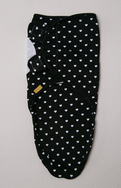 Monochrome hearts organic cotton SwaddleBoo
