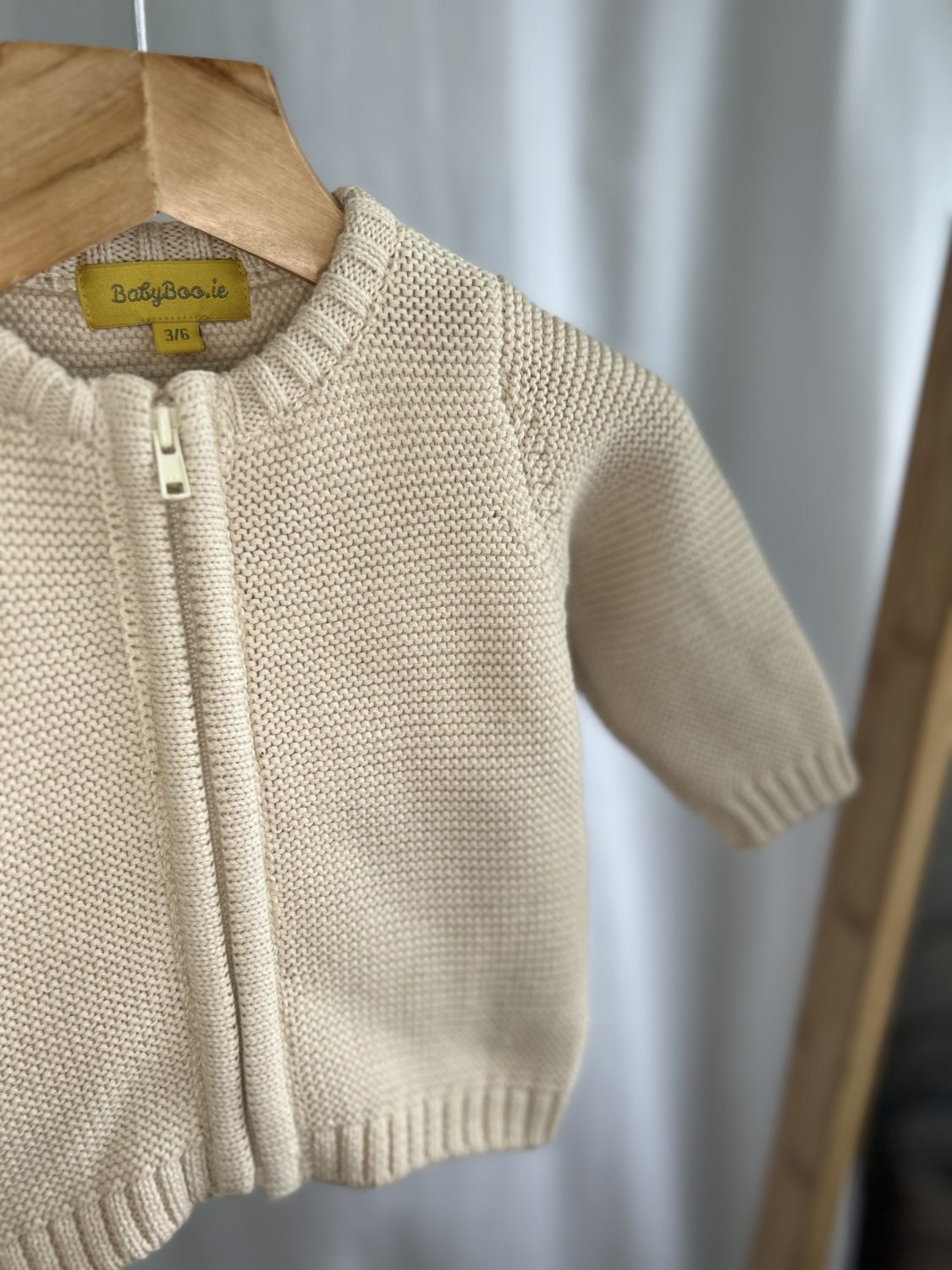 Oatmeal organic cotton zipped cardigan