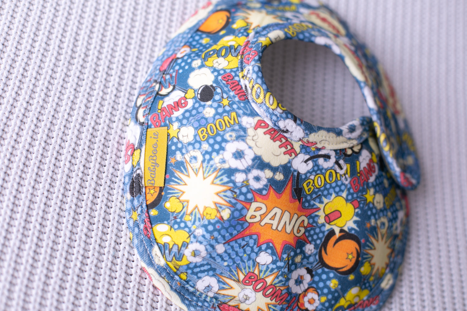 Superhero organic cotton LittleBoo baby bib