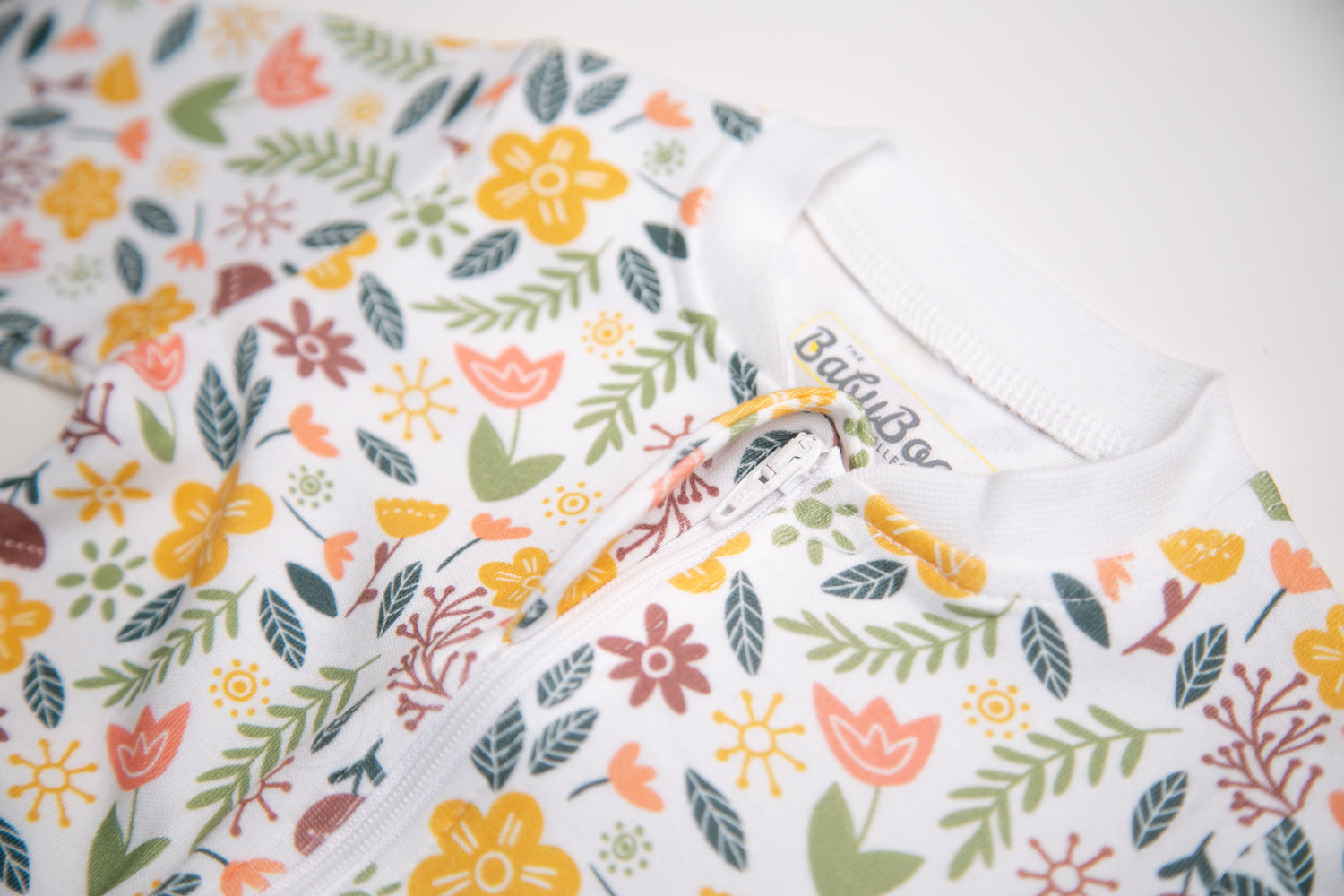 Retro Floral organic cotton ZippyBoo suit