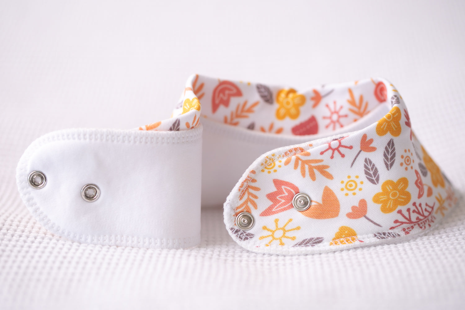 Autumn leaves and flowers organic cotton DribbleBoo bandana bib
